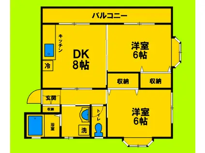 コーラルガーデンA棟(2DK/1階)の間取り写真