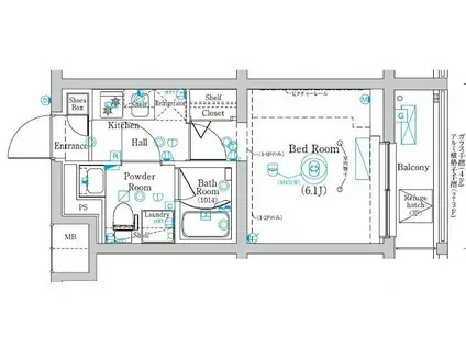 MIND 武蔵中原(1K/4階)の間取り写真