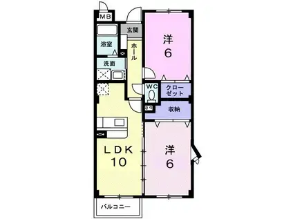 リリアンハイム(2LDK/2階)の間取り写真