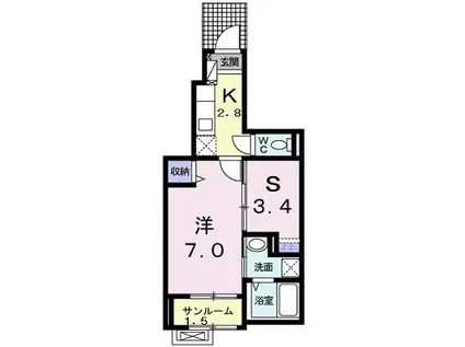カーサカメリアX(2K/1階)の間取り写真