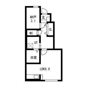 NJ HOUSE 花楯 (1SK/1階)の間取り写真