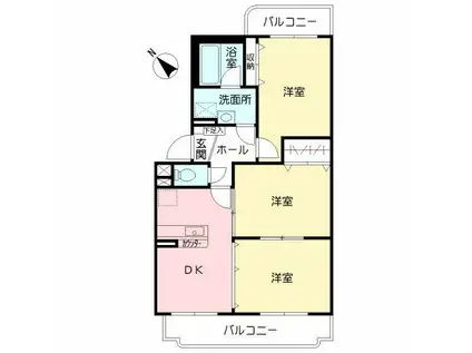 ヴィラ・グランドール(3DK/1階)の間取り写真
