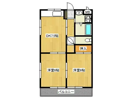 アンティノール(2DK/3階)の間取り写真