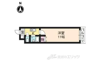 シャン・ド・フルール(1K/3階)の間取り写真