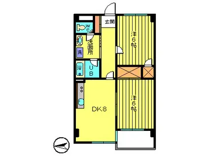 第5サクママンション(2DK/4階)の間取り写真