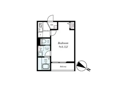 GRADUS狭山(1K/2階)の間取り写真