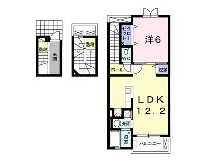 アビターレ(1LDK/3階)の間取り写真