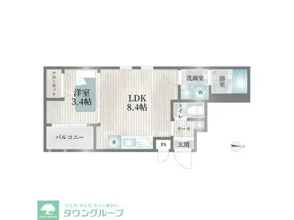 CHERIM志賀本通IIIサウス(1LDK/1階)の間取り写真