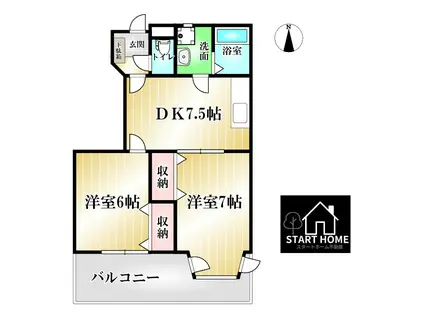 モン・ルポ A(2DK/1階)の間取り写真