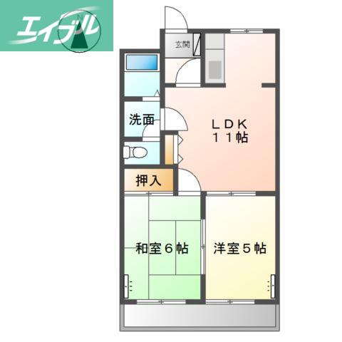 アメニティーハイツ(2LDK/2階)の間取り写真
