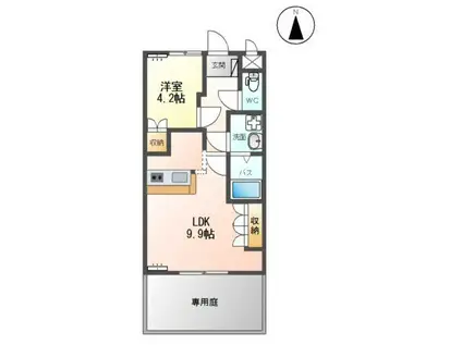 スプリング・ビック・ユー(1LDK/1階)の間取り写真