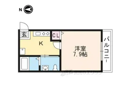 京乃双葉マンション(1K/3階)の間取り写真