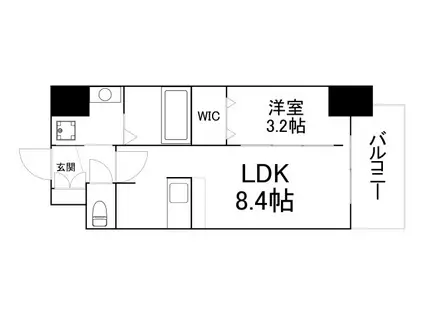 ソルテラスOSAKA緑橋クレアスト(1LDK/9階)の間取り写真