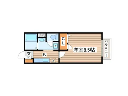 スプリングフィールド宮町(1K/1階)の間取り写真