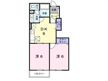 ラ・メゾン・エルA(2DK/1階)の間取り写真
