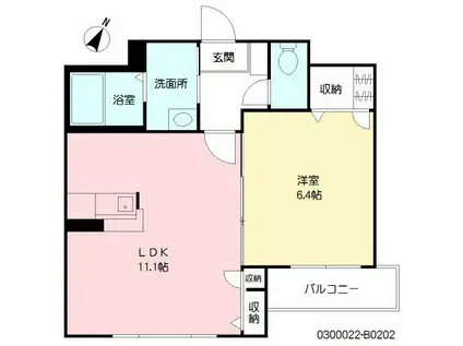 ハーティストK B棟(1LDK/1階)の間取り写真