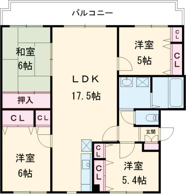 龍ハイツ(4LDK/3階)の間取り写真
