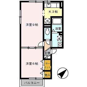 ラ・クレール薊野(2K/2階)の間取り写真