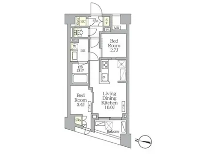 ノガタレジデンス(2LDK/5階)の間取り写真