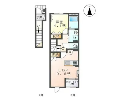 森本2丁目アパートII(1LDK/2階)の間取り写真