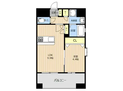 LIBTH別府(1LDK/10階)の間取り写真