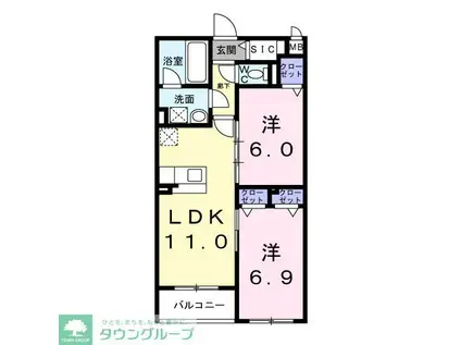 セレーシア北小岩(2LDK/1階)の間取り写真