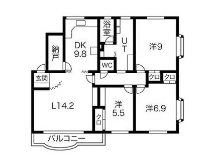 八雲マンションF棟(3LDK/3階)の間取り写真