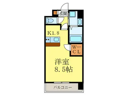 ヴェルディア今出川(1K/3階)の間取り写真