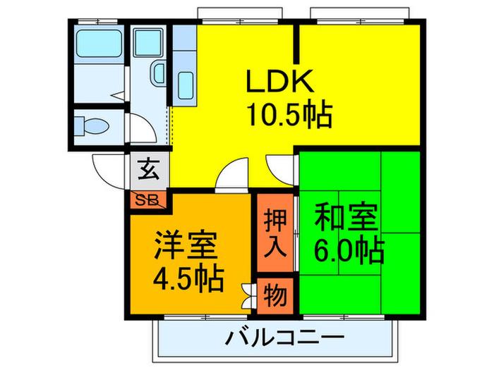 サンビーム元町(2LDK/2階)の間取り写真