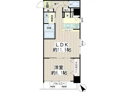 アーバンスクエア鶴見中央(1LDK/6階)の間取り写真