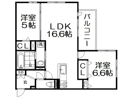 CLIVIA DUEX(2LDK/2階)の間取り写真