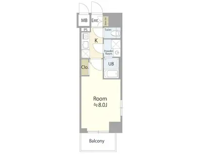 エスリード栄 THE PARK(1K/14階)の間取り写真