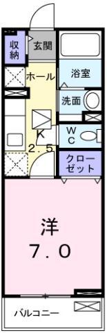 ベルメゾン法花(1K/2階)の間取り写真
