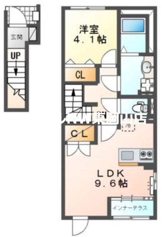 スターテラスII西大寺(1LDK/2階)の間取り写真
