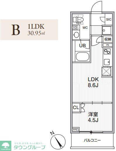 グランエール西日暮里ノース(1LDK/9階)の間取り写真