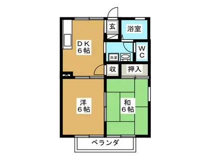 BEハイム市川(2DK/2階)の間取り写真