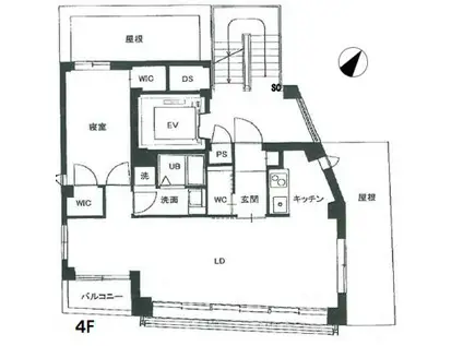 BNS MEGURO(1LDK/4階)の間取り写真