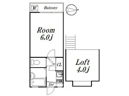 今川ミッドガーデンコーポ9(1K/2階)の間取り写真