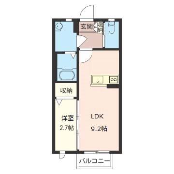 シャインミヤマエF(1LDK/2階)の間取り写真