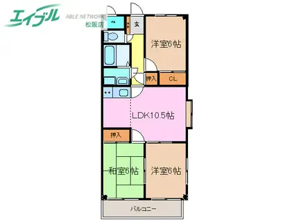 中川ファーストマンションIII(3LDK/2階)の間取り写真
