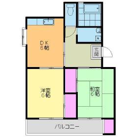 メゾン3ブリッジ(2DK/1階)の間取り写真