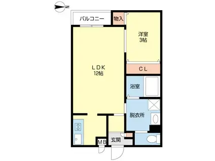 水島町WING(1LDK/3階)の間取り写真