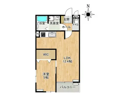 グランドブルー松瀬(1LDK/1階)の間取り写真