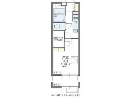 レオパレスファーレ8(1K/2階)の間取り写真