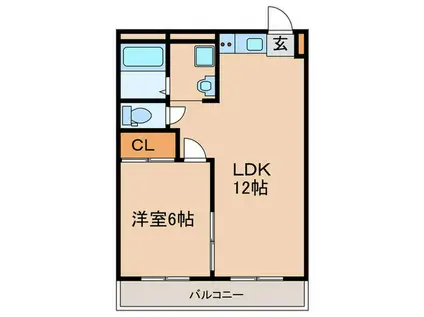 BOUGAKUマンション A(1LDK/3階)の間取り写真