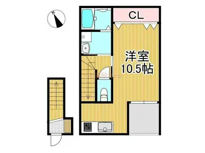 ALLEY10 A棟(ワンルーム/2階)の間取り写真