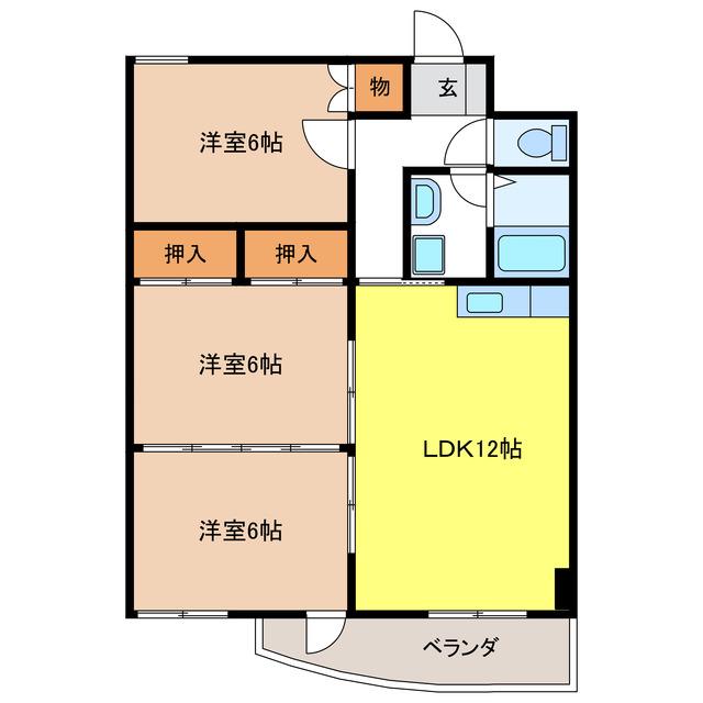 シェラトン広瀬(3LDK/6階)の間取り写真