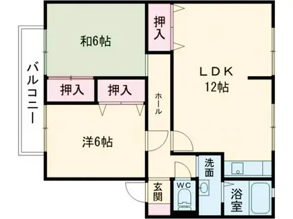 サンガーデンひあさ C棟(2LDK/2階)の間取り写真