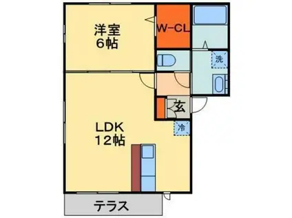 シリウス稲毛(1LDK/1階)の間取り写真