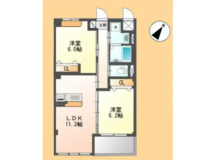 ゼアーズ(2LDK/3階)の間取り写真